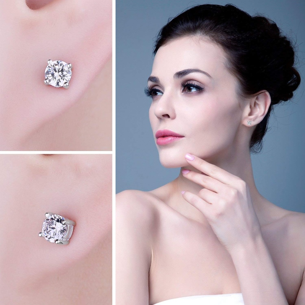 💗 1/2ct Simulated Diamond CZ Stud Earrings - Picture 4 of 7